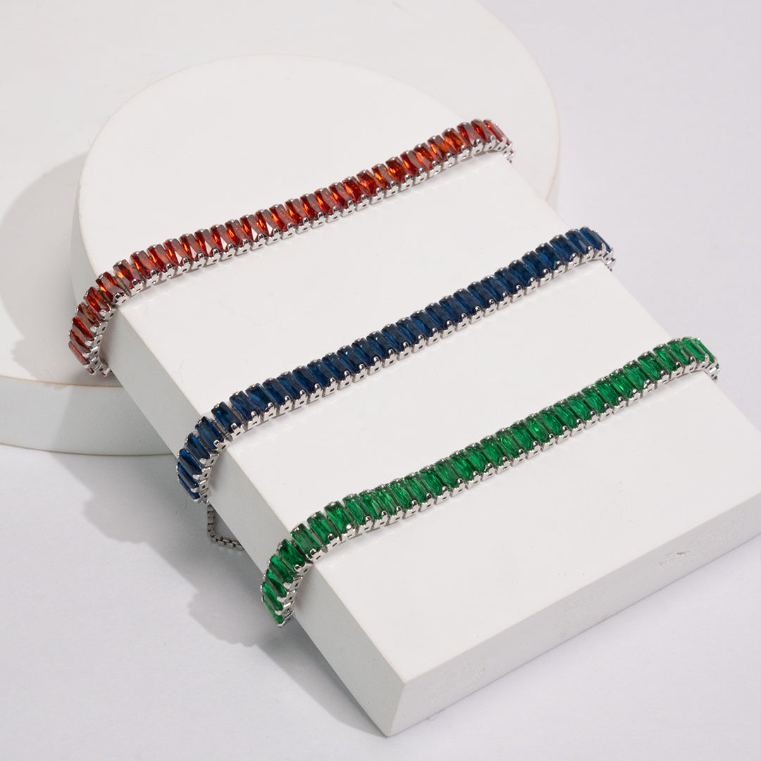 Red Aura 925 Silver Tennis Bracelet