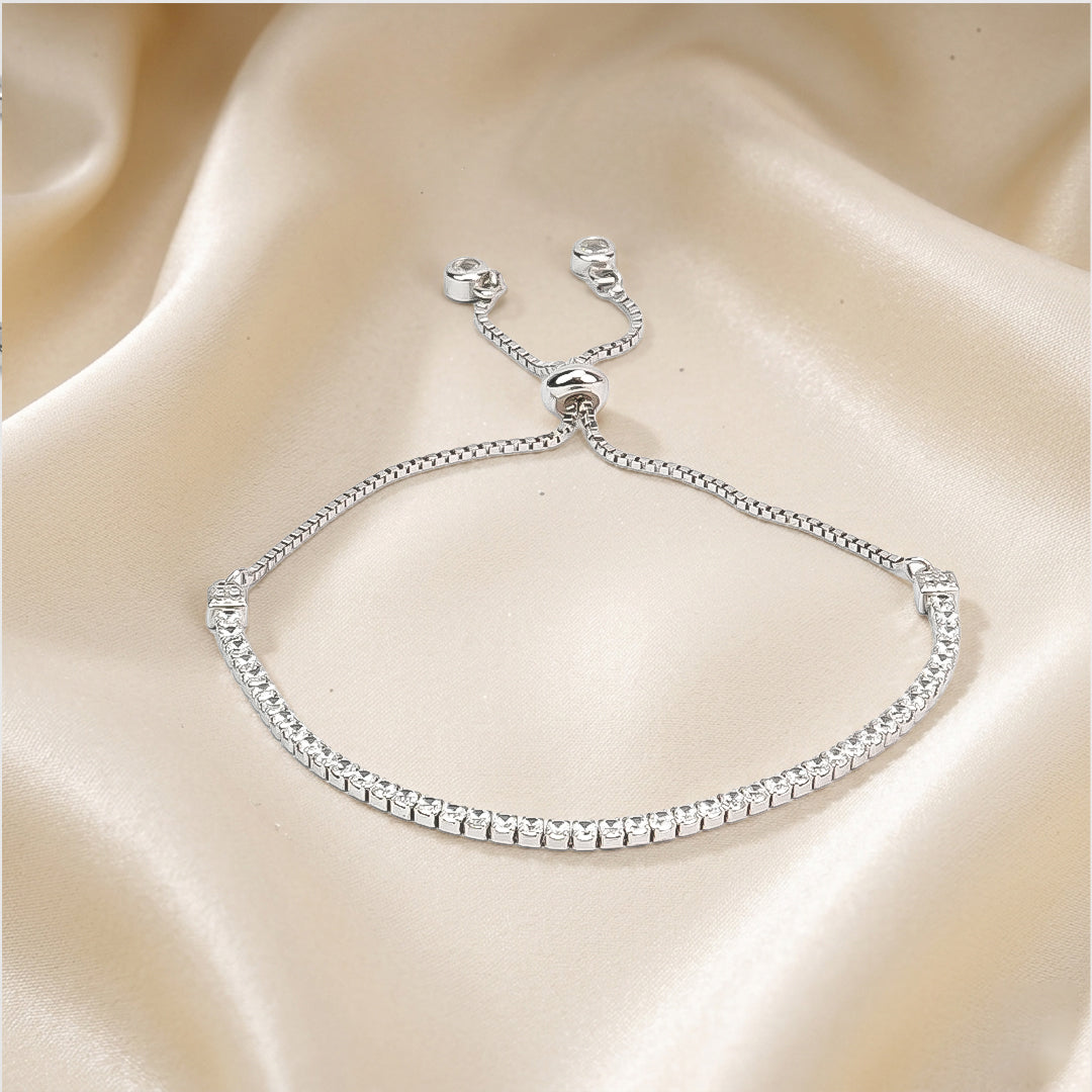 Classic Silver Tennis Adjustable Bracelet