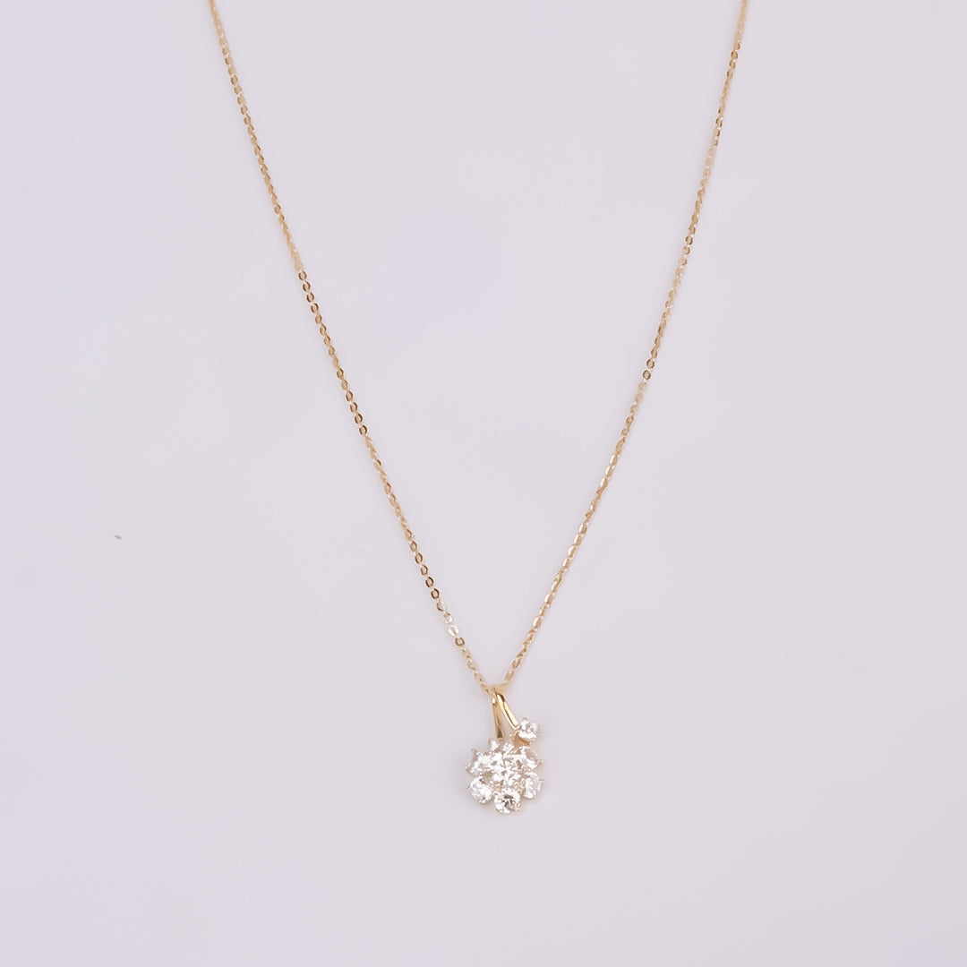 Flower Rhodium Plated 925 Silver Necklace