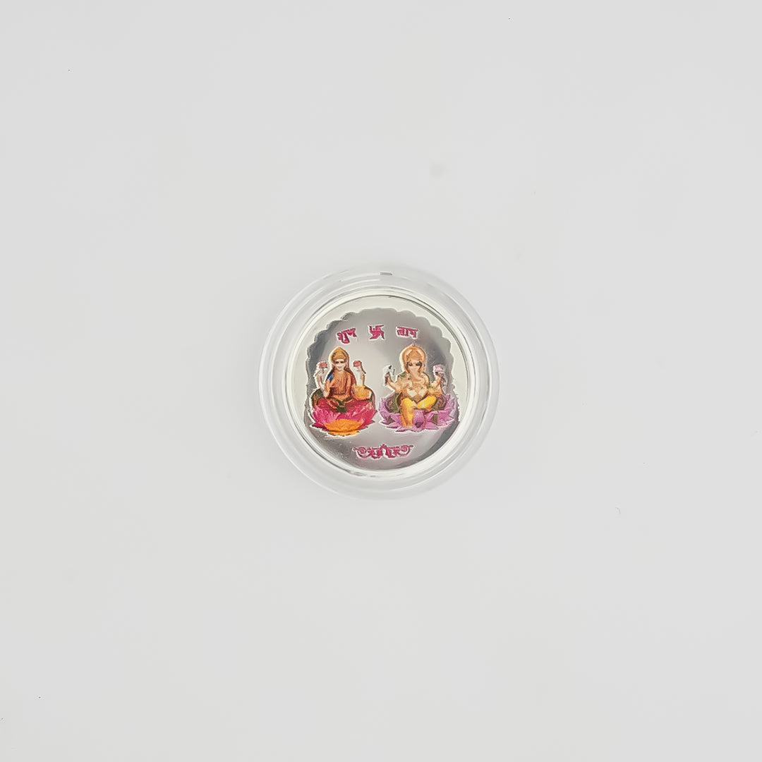 999 Silver Lakshmi Ganesha Coin Box