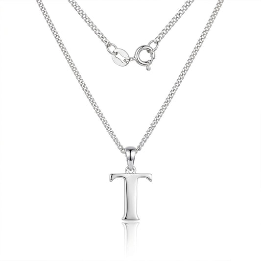 Silver T Initial Pendant Chain