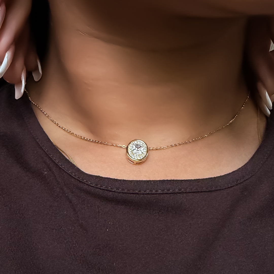 Silver Solitaire Pendant Gold Plated with Link Chain