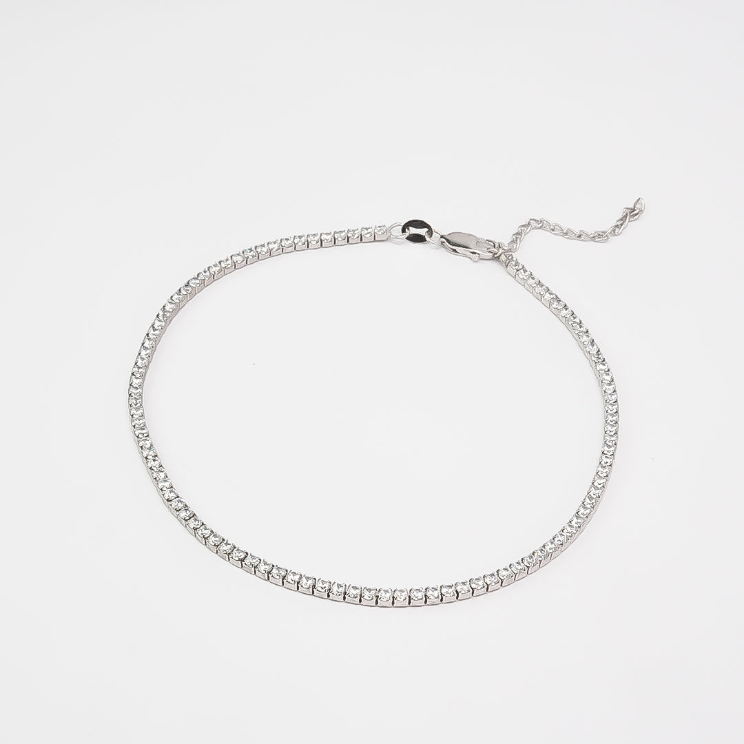 Silver Classic Tennis Anklet