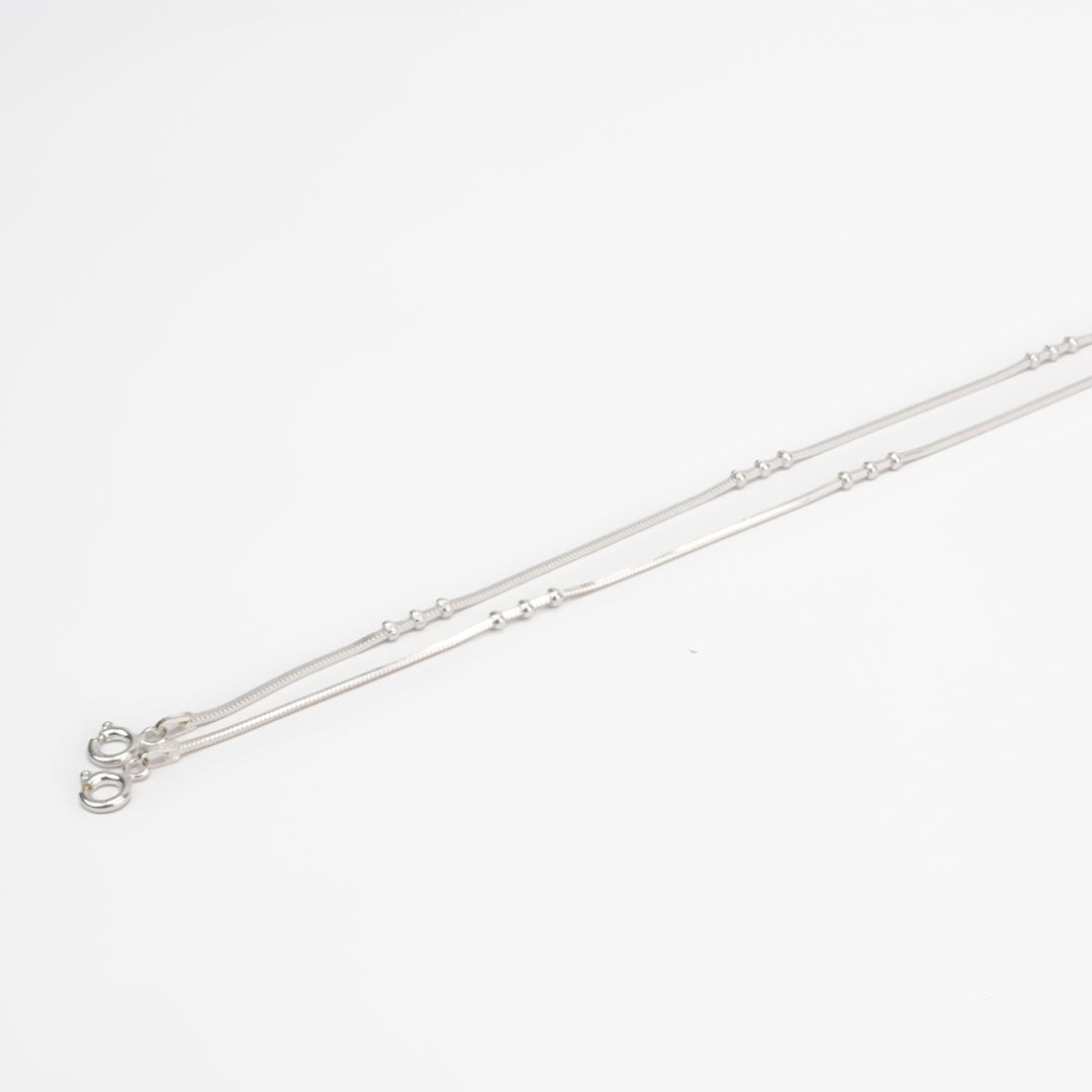 Silver Minimal Beaded Anklet
