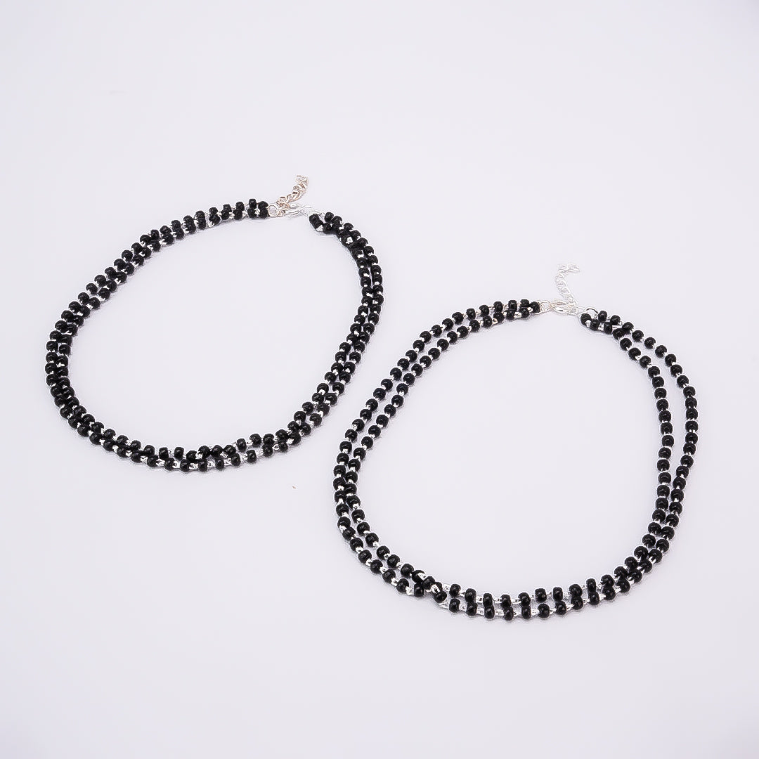 Silver Duo Layer Nazar Anklet