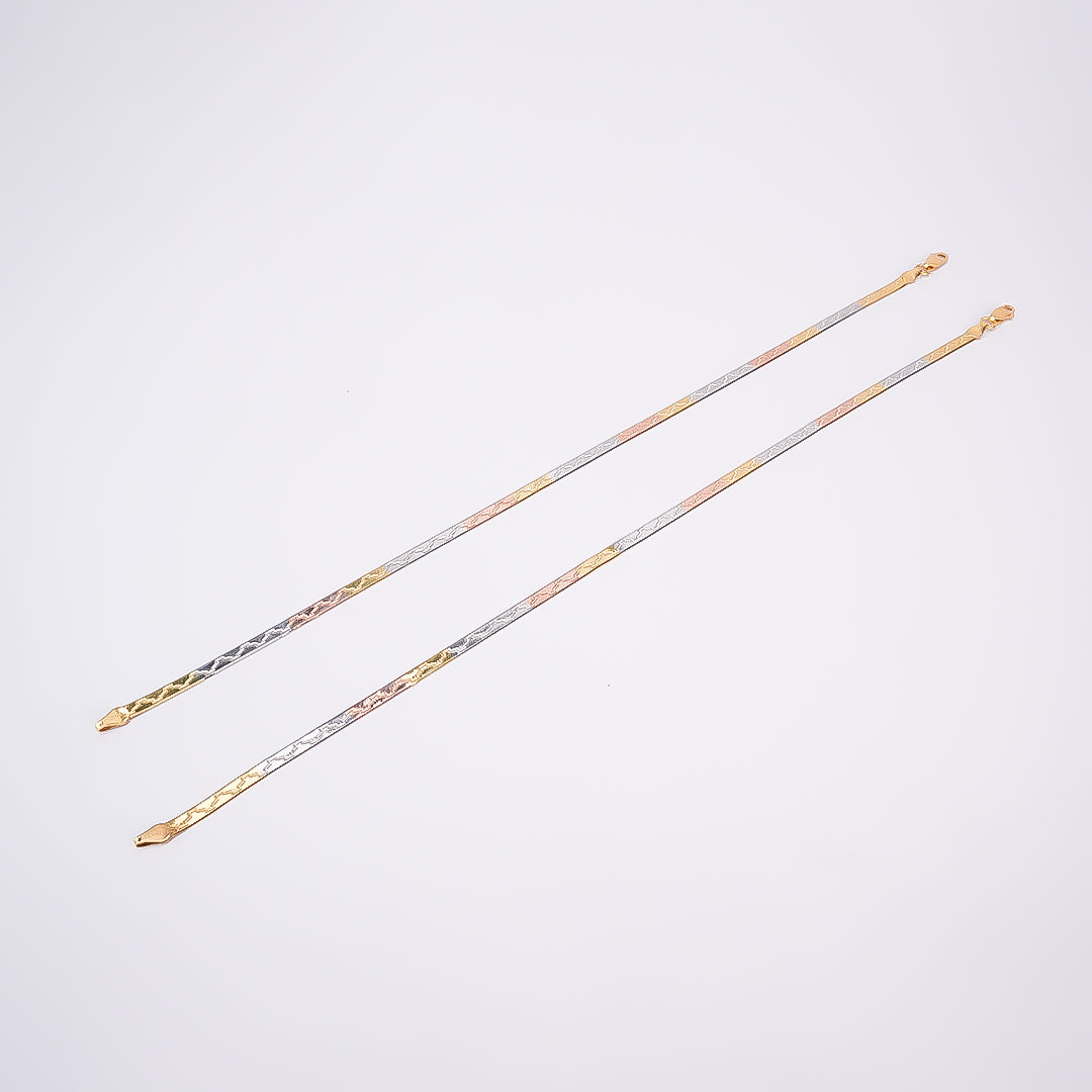 Silver Temple Tricolor Italian Reversible Anklet