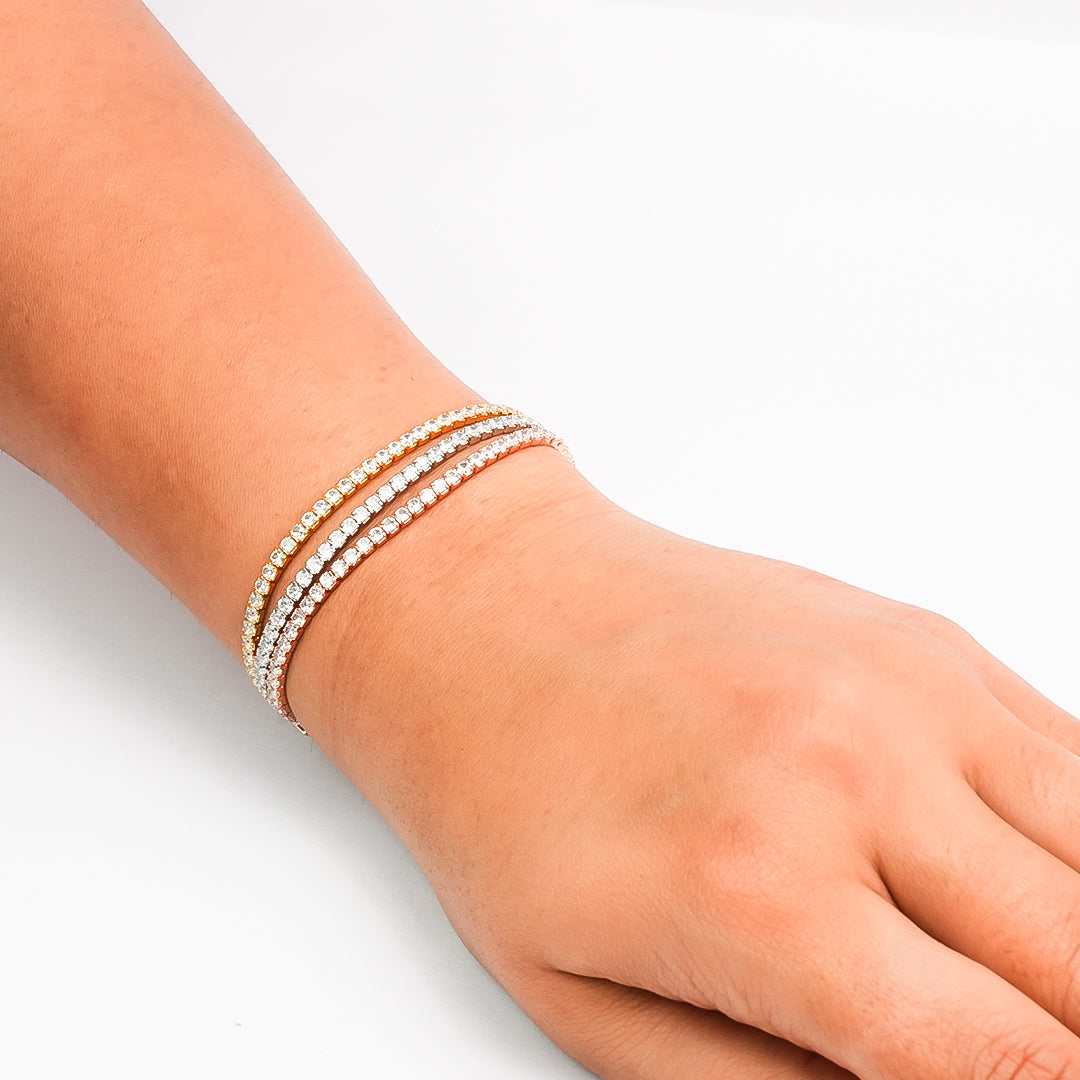 Tricolor Adjustable Tennis Bracelet | 925 Silver