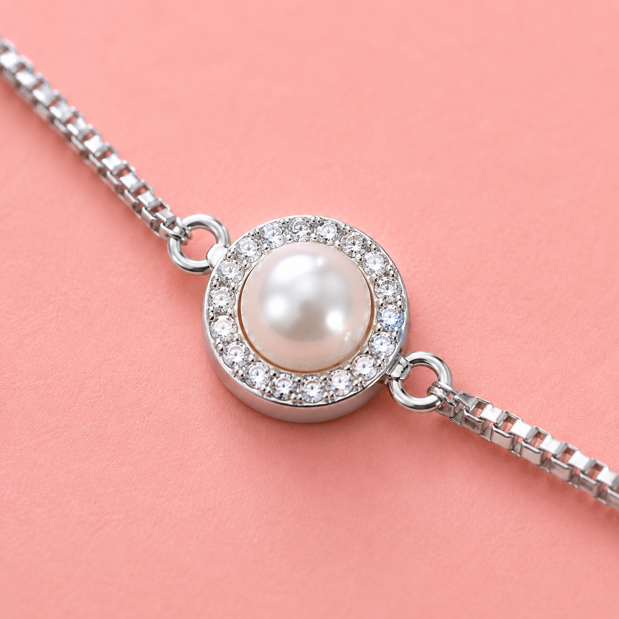 Pearl Halo 925 Silver Anklet(Single)