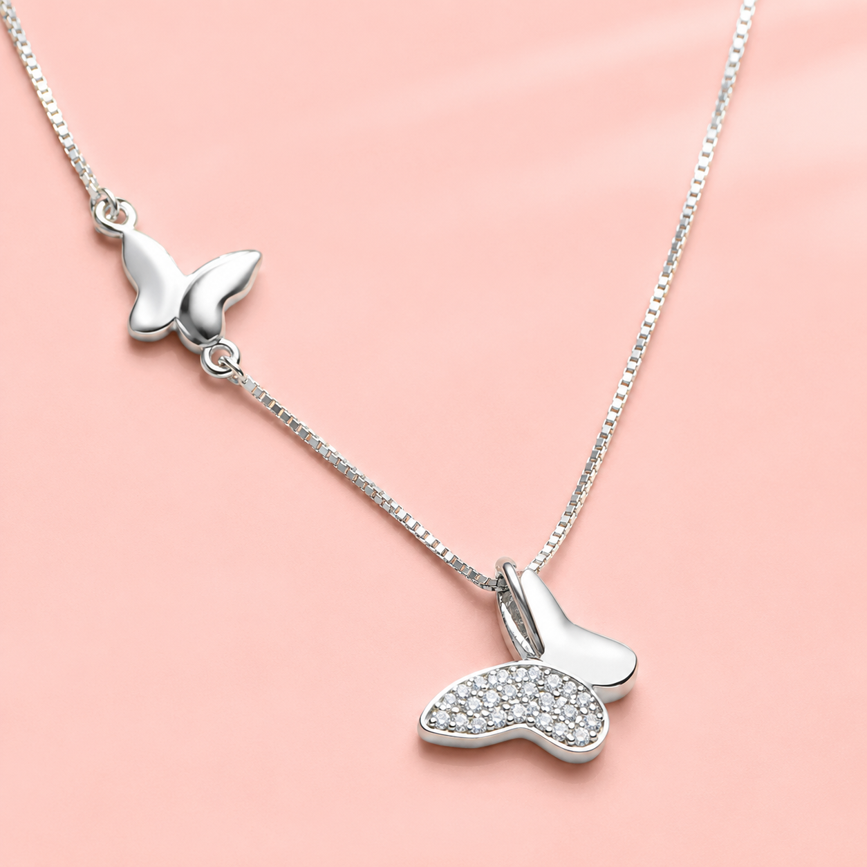 🦋 Butterfly Elegance 925 Sterling Silver Necklace & Earring Set