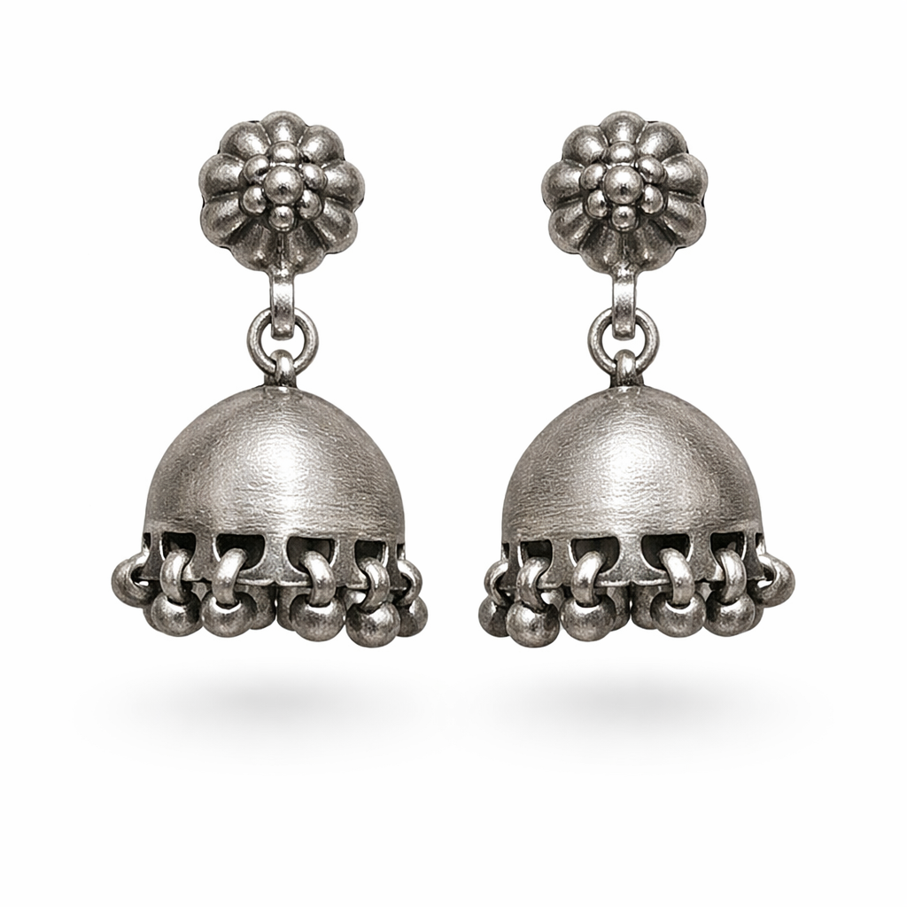 Classic Oxidised Jhumki Earrings