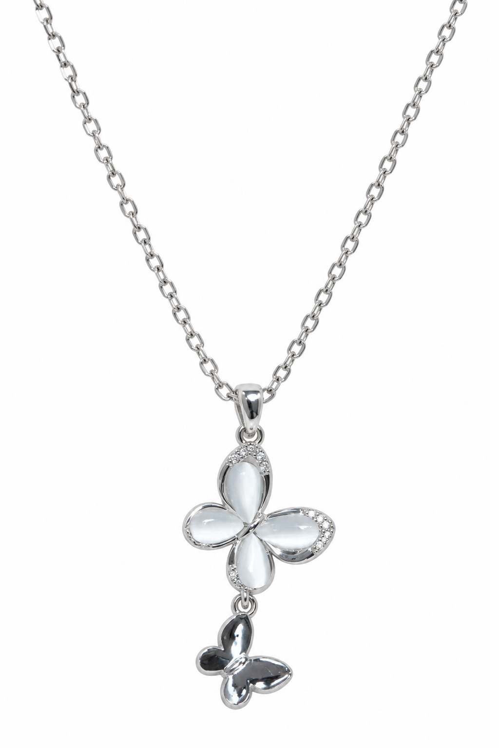 Butterfly Blossom Silver Pendant Necklace
