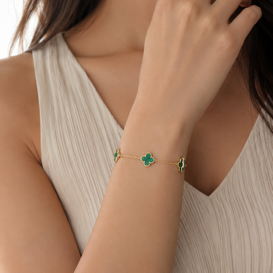 Emerald Clover 925 Sterling Silver Bracelet