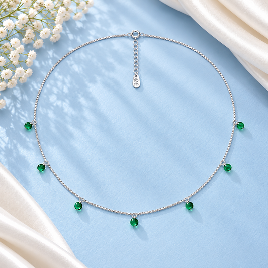 Green Charm Drop Necklace Taravya