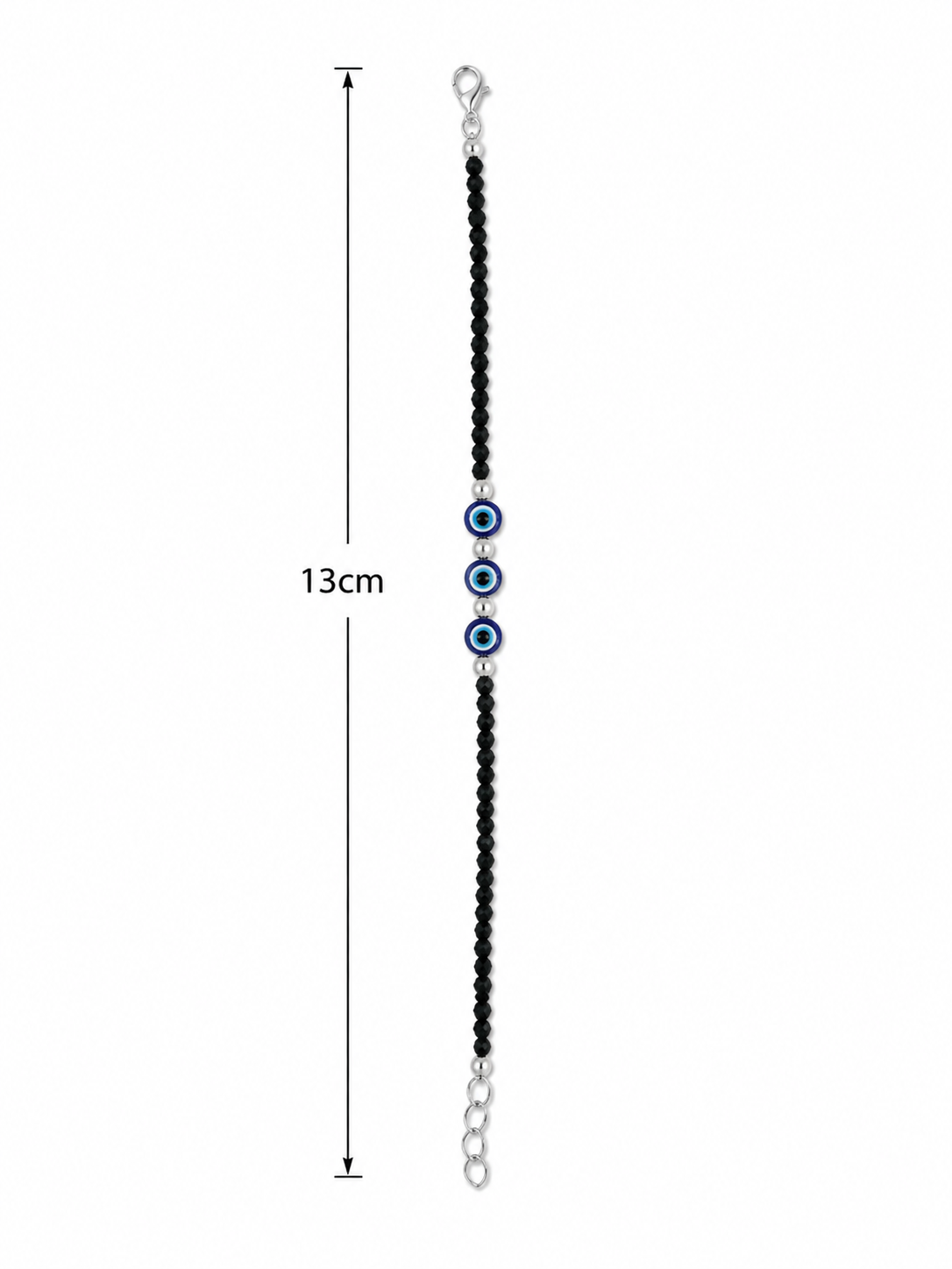 Kids Black & Blue Beaded Evil Eye Bracelet (Single)
