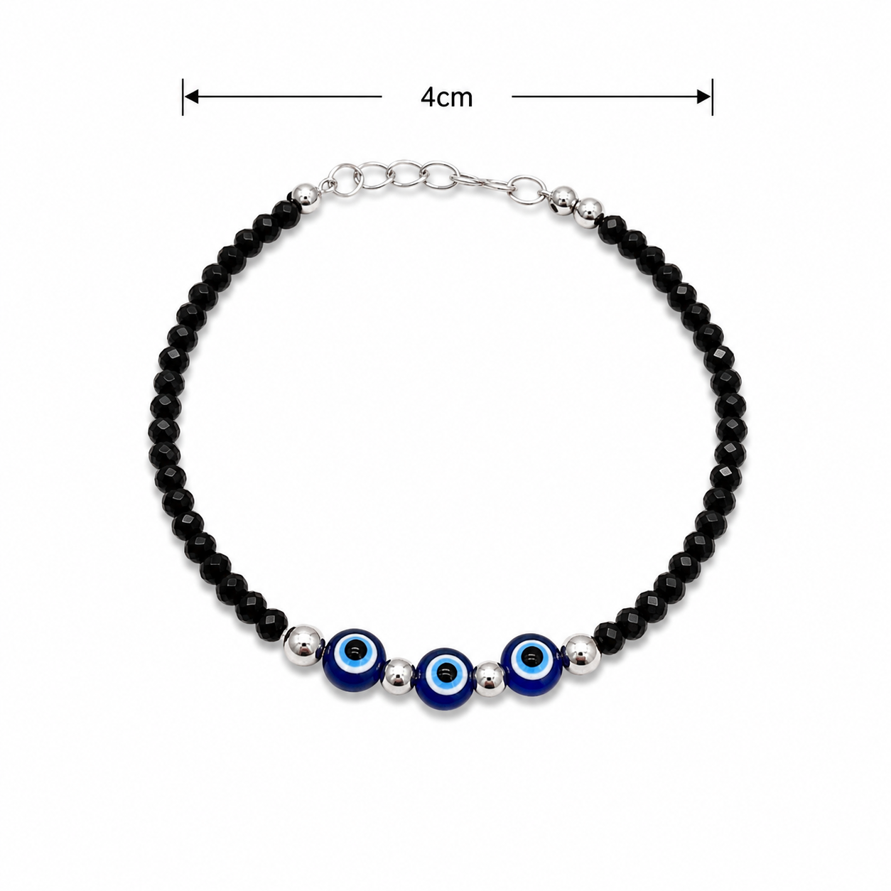 Kids Black & Blue Beaded Evil Eye Bracelet (Single)