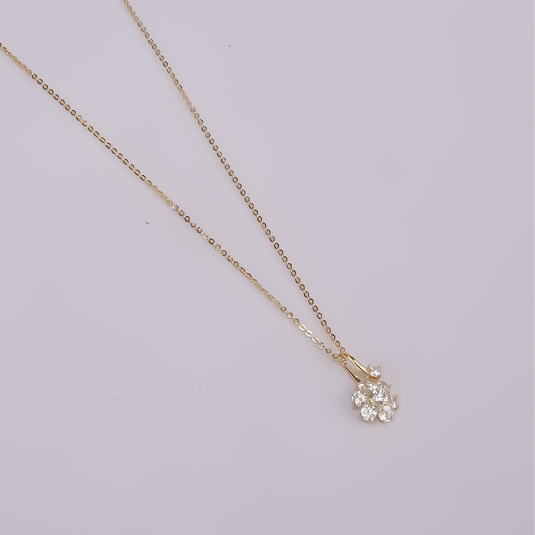 Flower Rhodium Plated 925 Silver Necklace