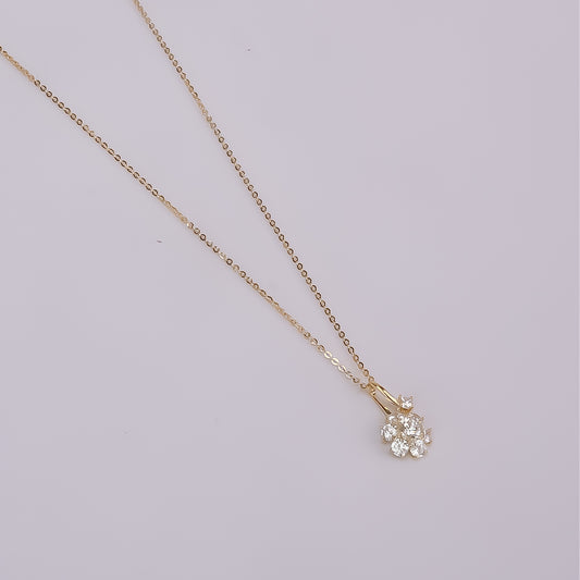Flower Rhodium Plated 925 Silver Necklace