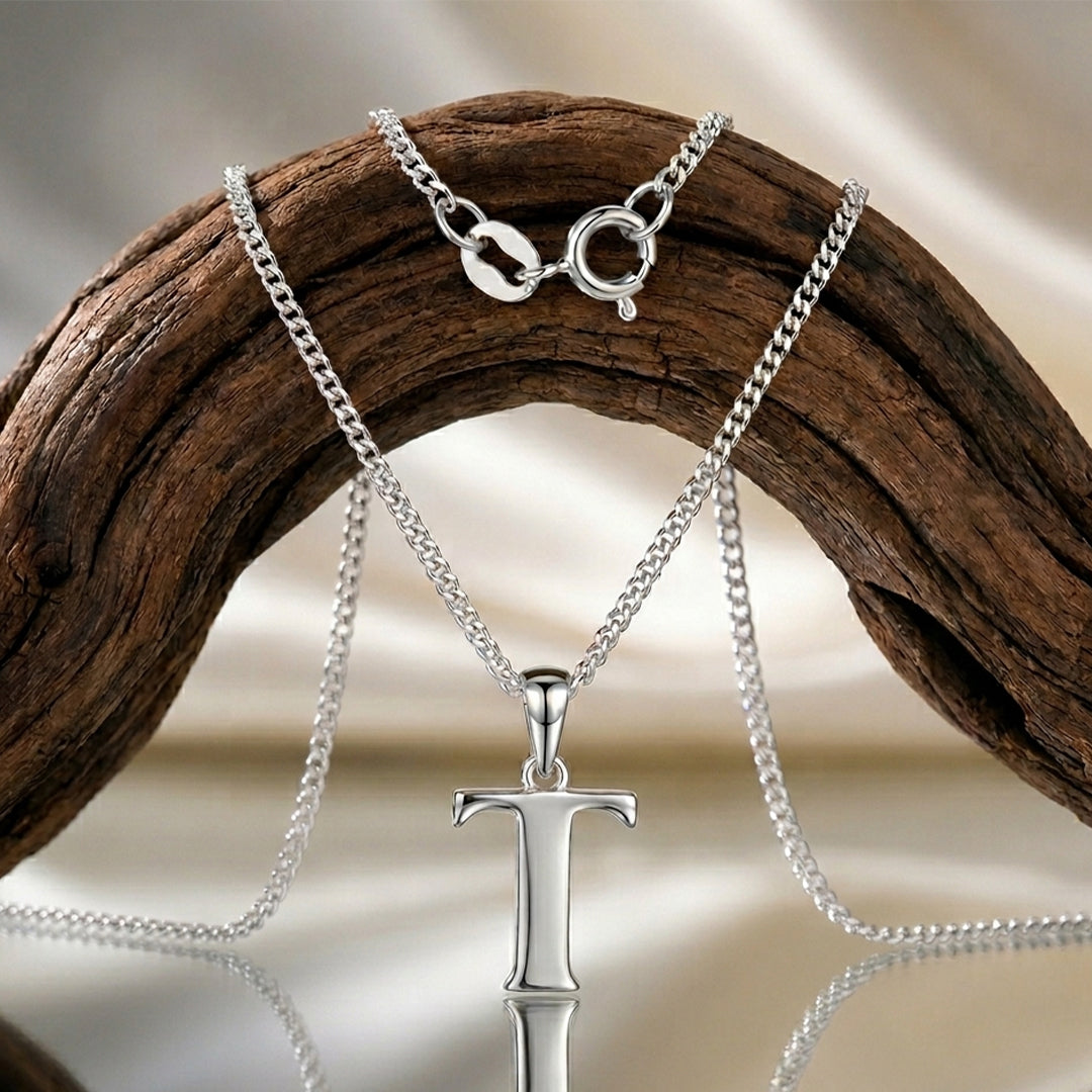 Silver T Initial Pendant Chain