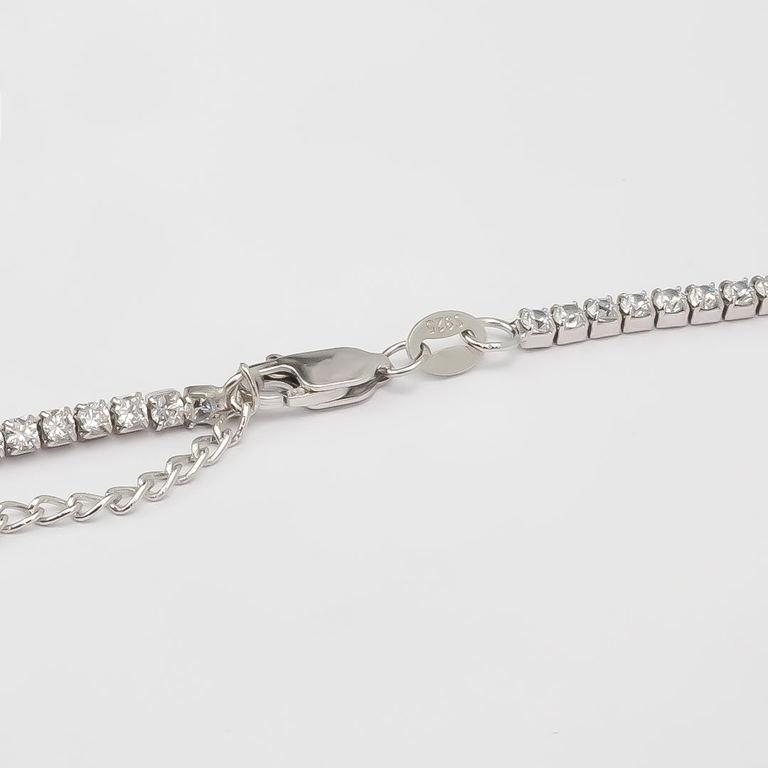 Silver Classic Tennis Anklet