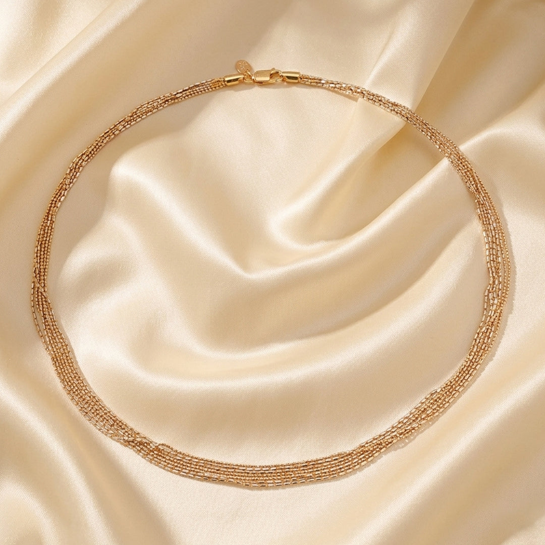 Silver Duo-Tone Layered Italian Chain