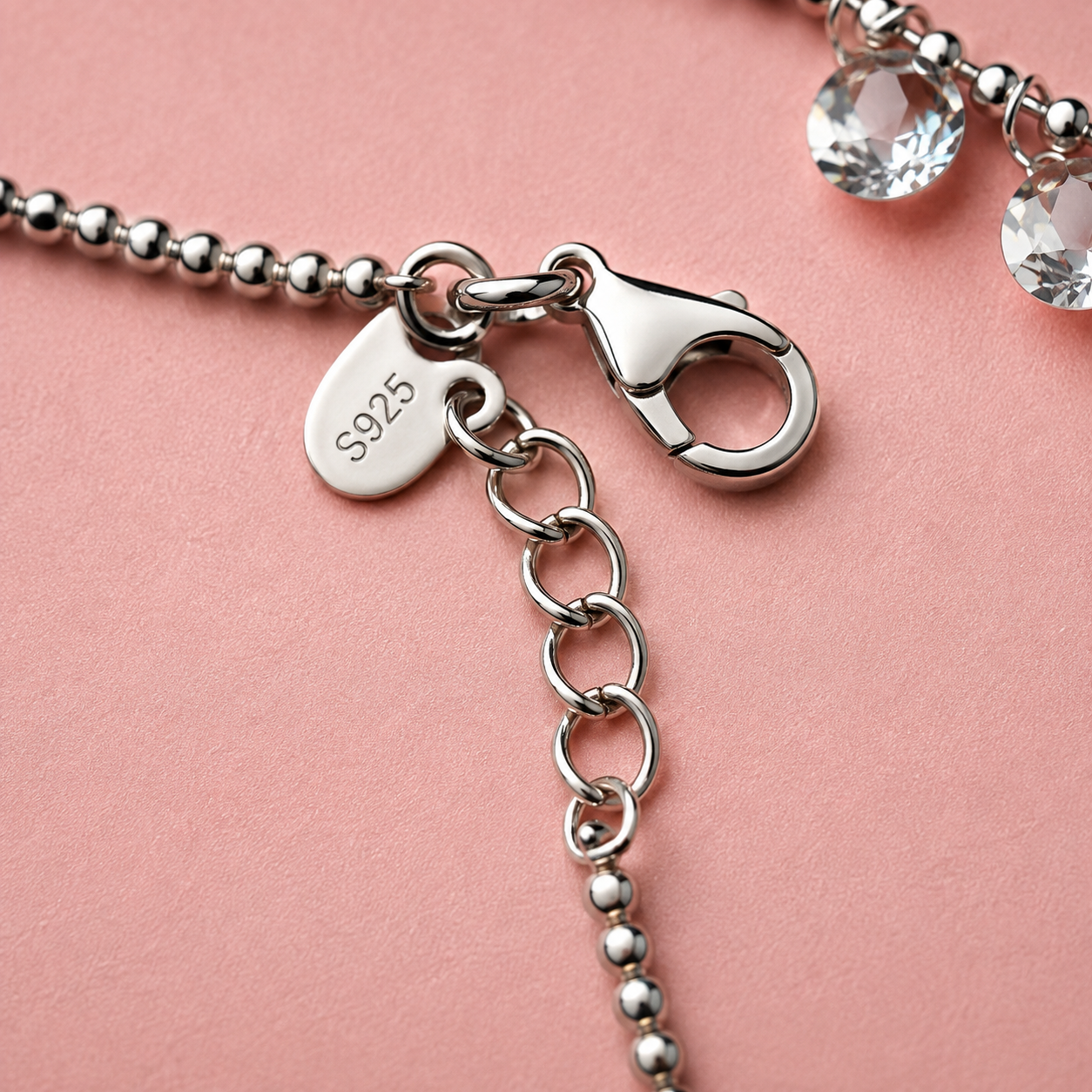 Silver Crystal Stone Anklet(Single)