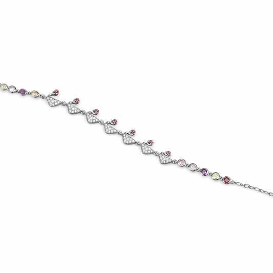 Swan Multicolour Bracelet Pure 925 Silver