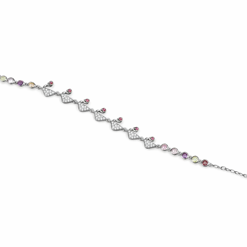 Swan Multicolour Bracelet Pure 925 Silver