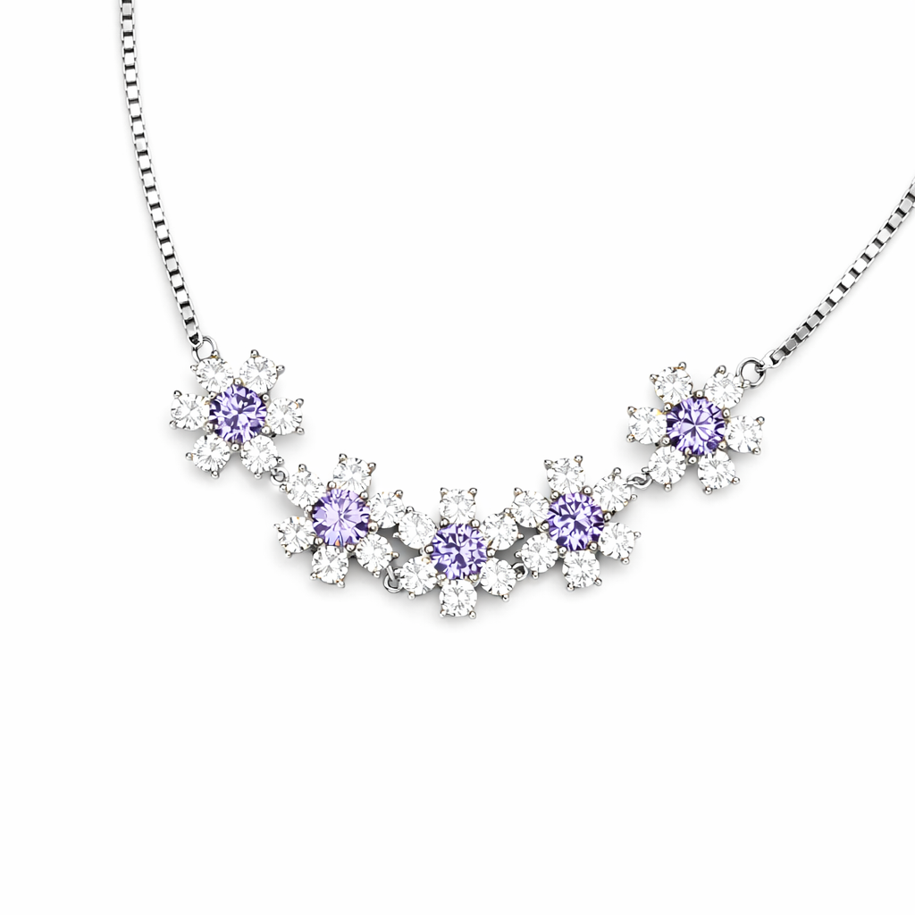 Violet Bloom Zirconia Flower Bracelet