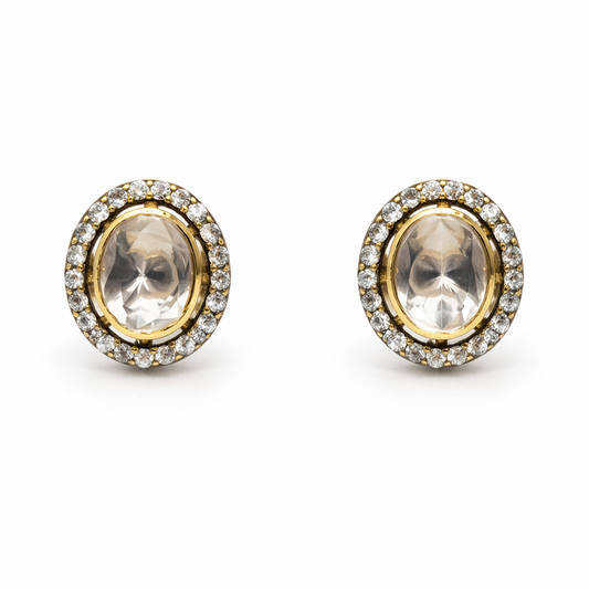 Polki Moissanite Silver Earrings