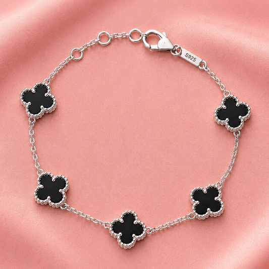 Midnight Clover 925 Sterling Silver Bracelet