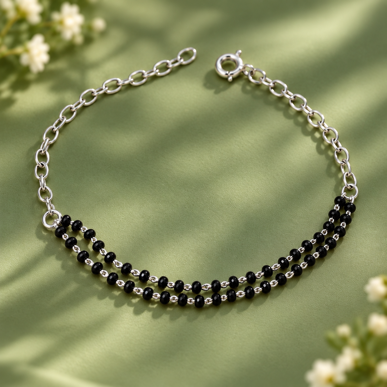 ✨ Taravya Noir Double-Row Black Bead Bracelet