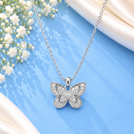 Fluttering Grace Necklace Pure 925 Silver Taravya