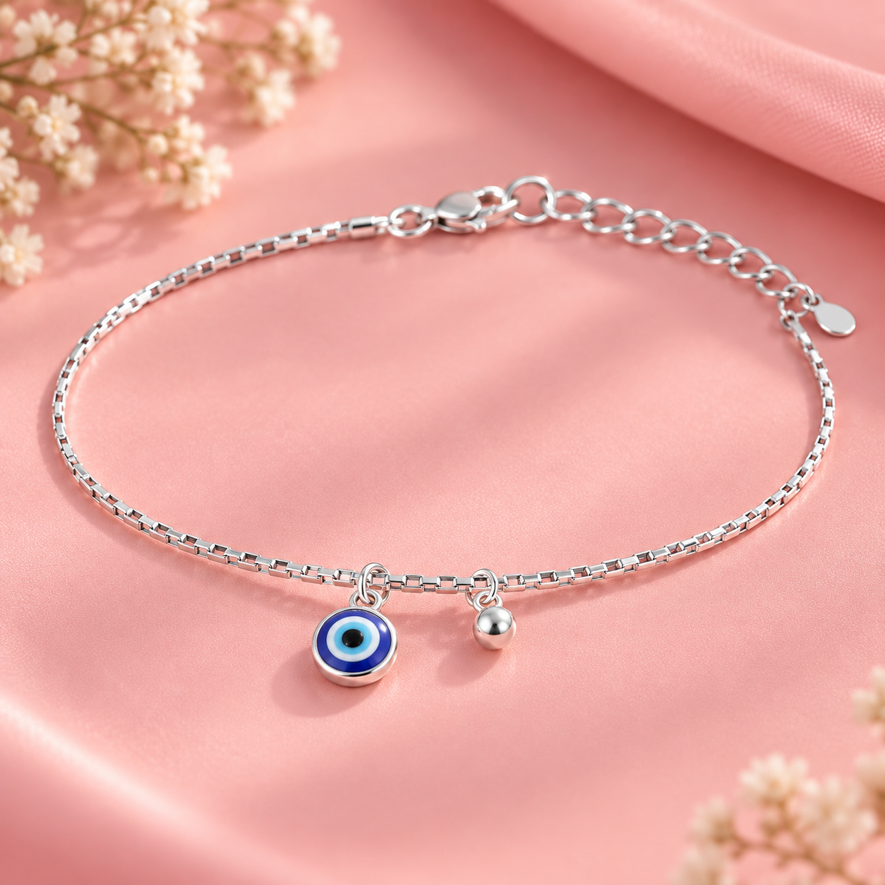 Evil Eye Harmony 925 Sterling Silver Anklet