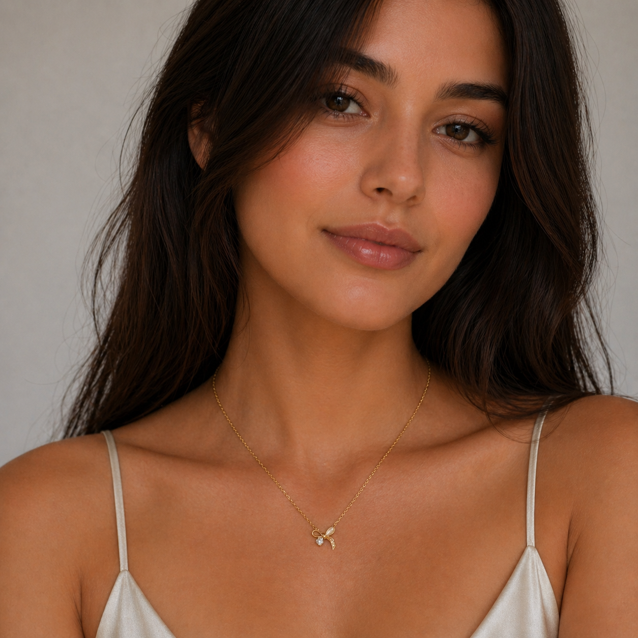 Bow Gold Necklace Pure 925 Silver