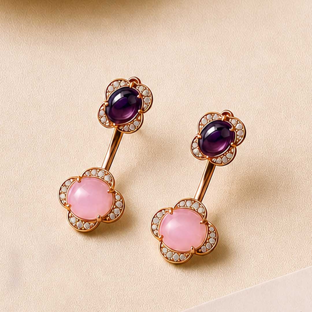 Lavender Glow Adjustable Length Earrings Pure 925 Silver