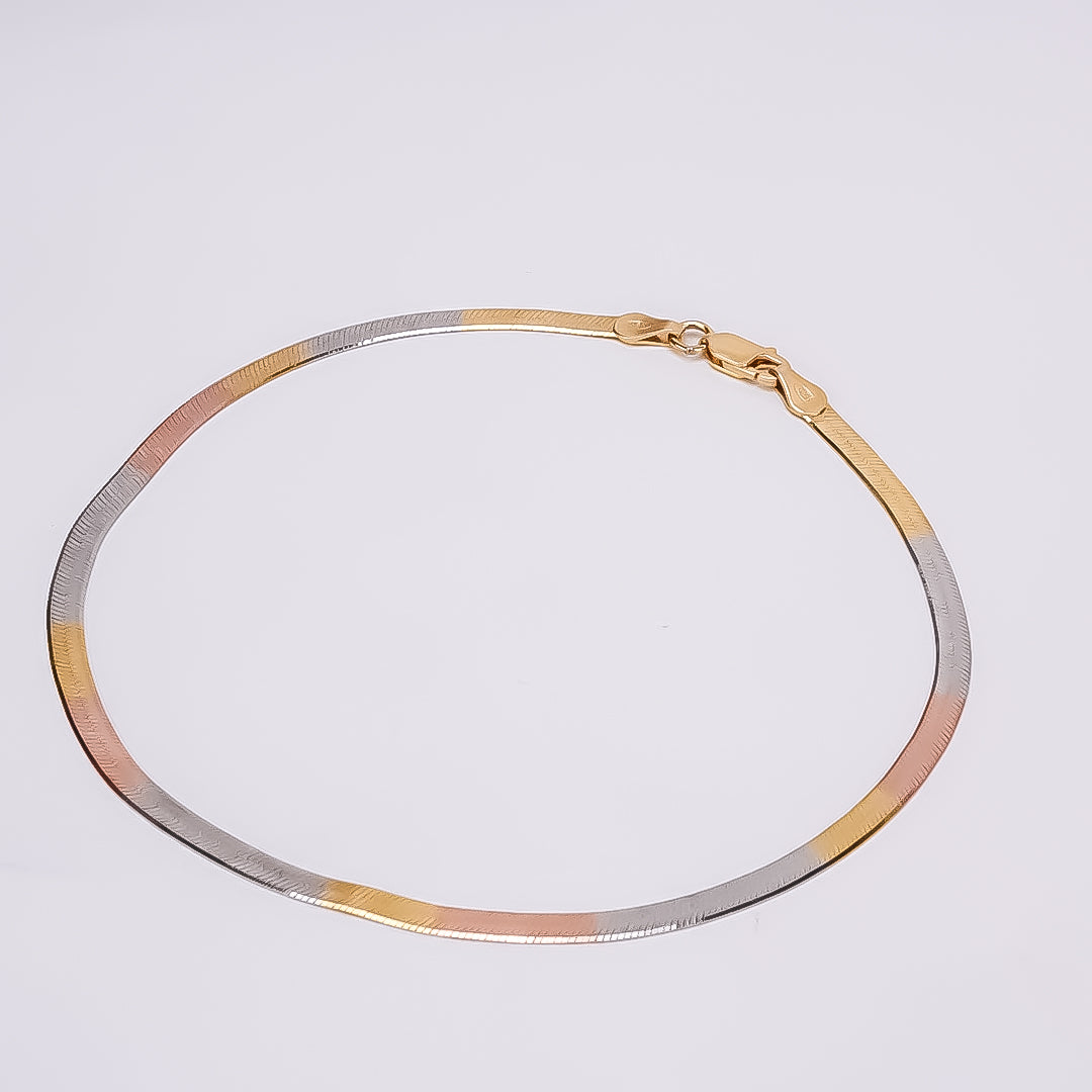 Silver Temple Tricolor Italian Reversible Anklet
