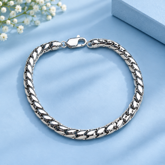 Taravya Men’s Premium Silver Byzantine Chain Bracelet