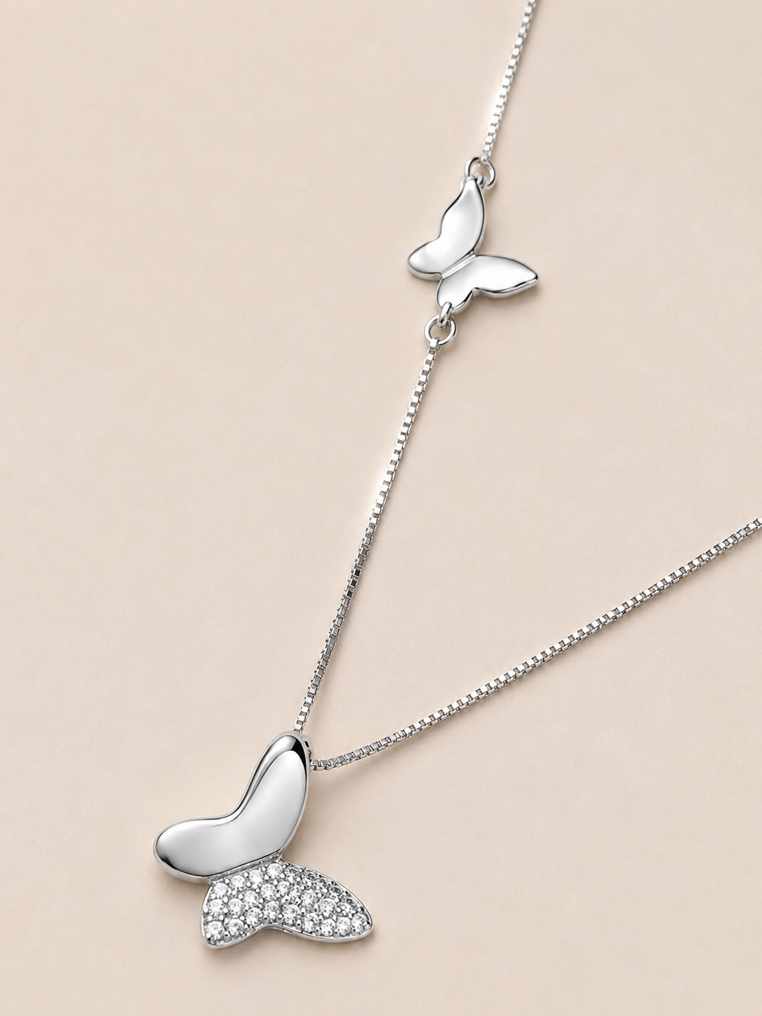 🦋 Butterfly Elegance 925 Sterling Silver Necklace & Earring Set