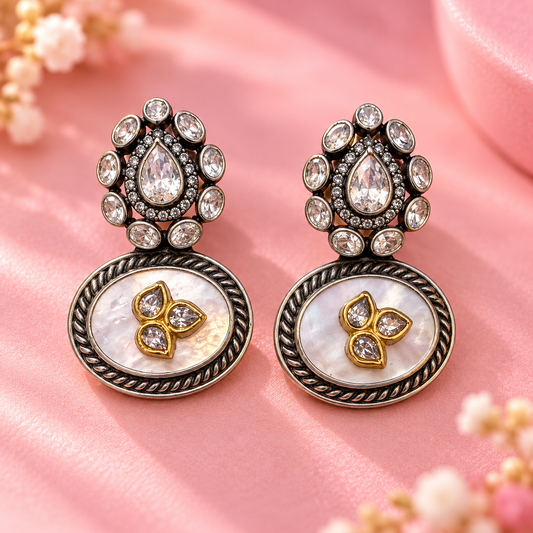 Taravya 925 Silver Pearl Bloom Drop Earrings Taravya