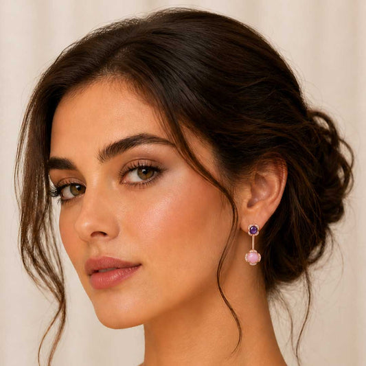 Lavender Glow Adjustable Length Earrings Pure 925 Silver