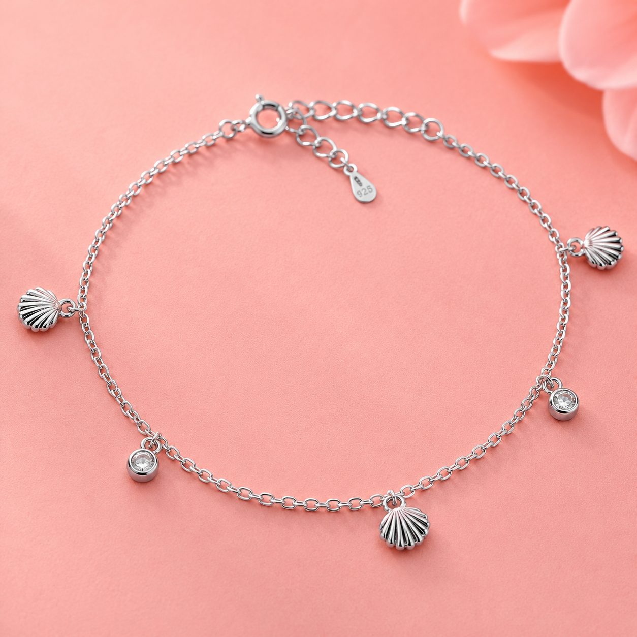 Ocean Shell 925 Silver Anklet(Single)