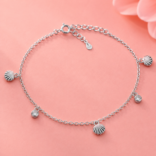 Ocean Shell 925 Silver Anklet(Single)