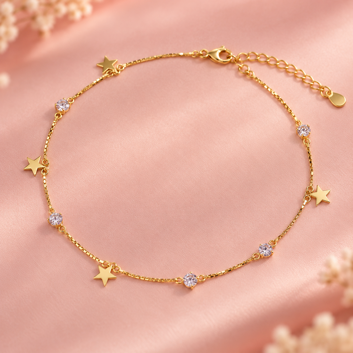 Celestial Star 925 Sterling Silver Anklet Pair Taravya