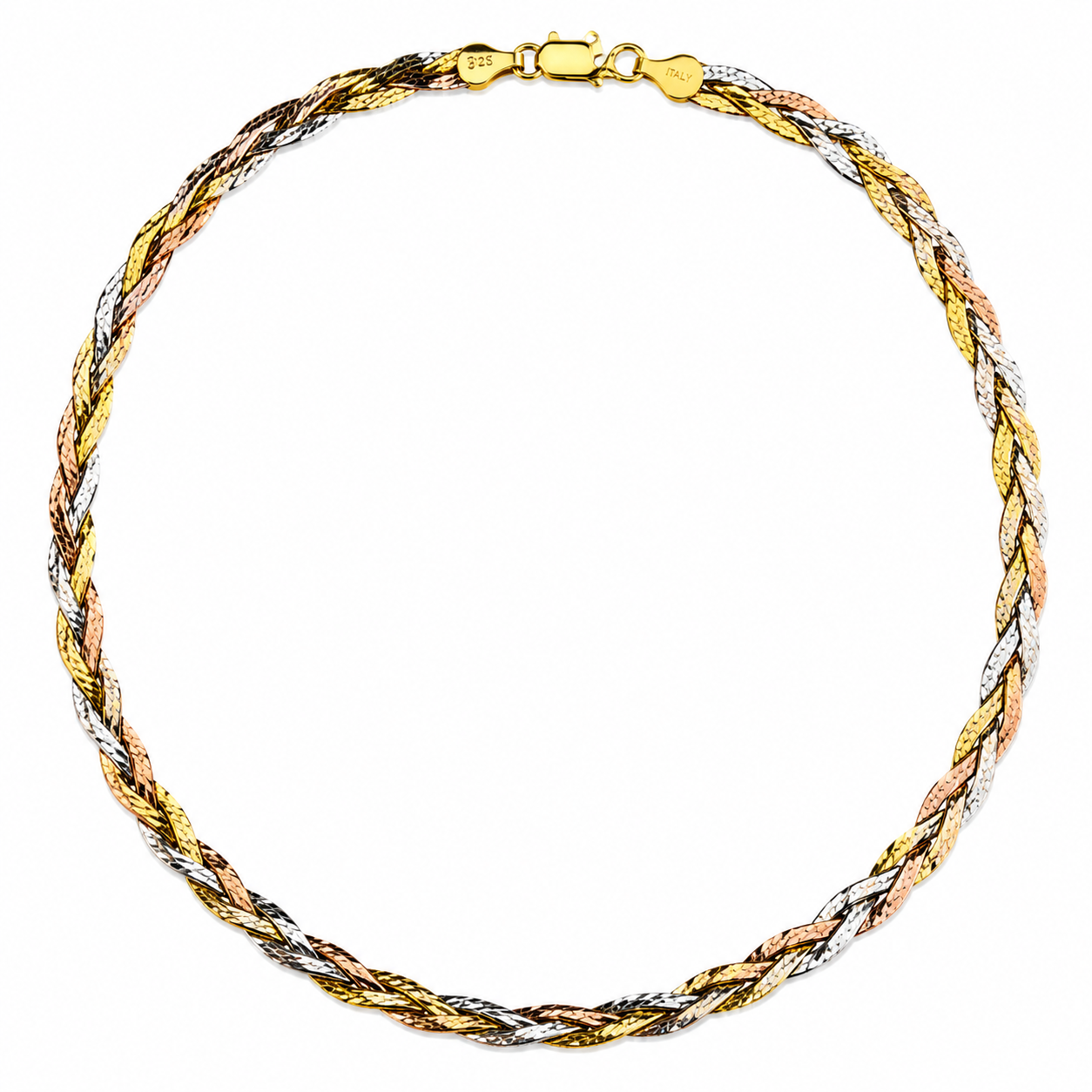 Tricolour Twisted 925 Sterling Silver Chain – 21 cm