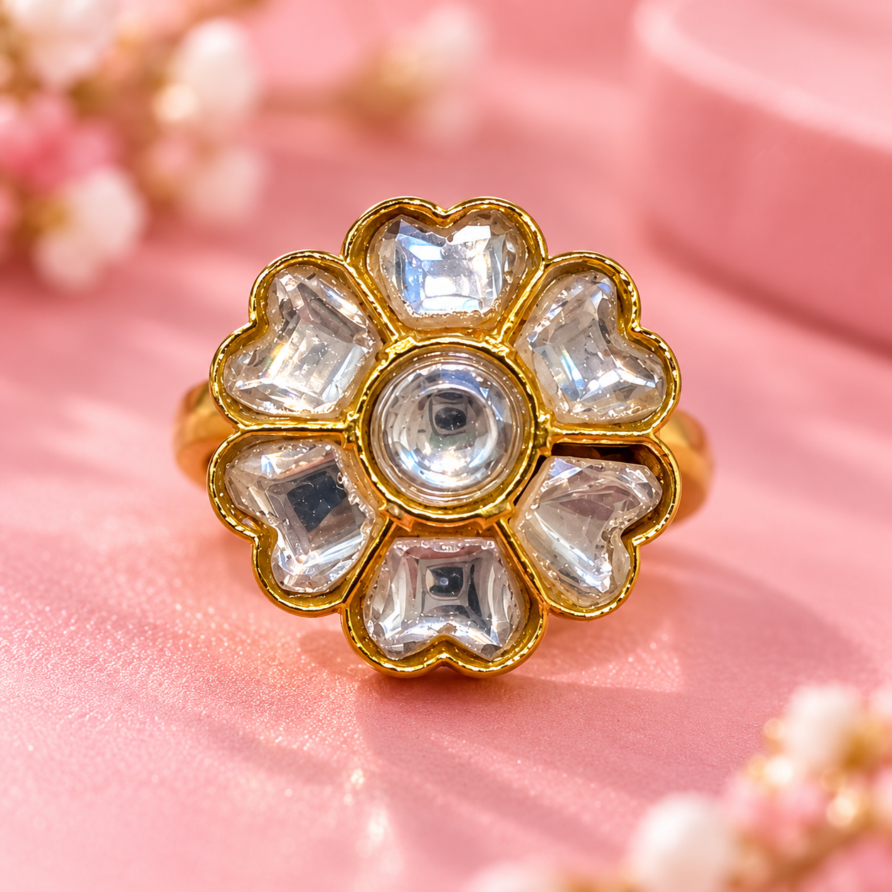 Taravya 925 Silver Blooming Heart Floral Ring