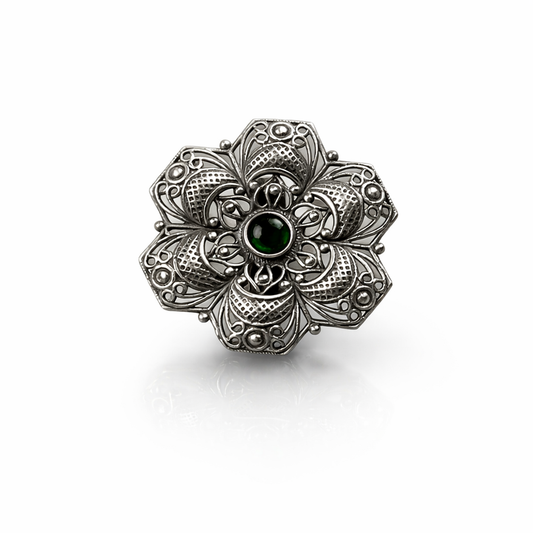 Emerald Petal Adjustable Ring