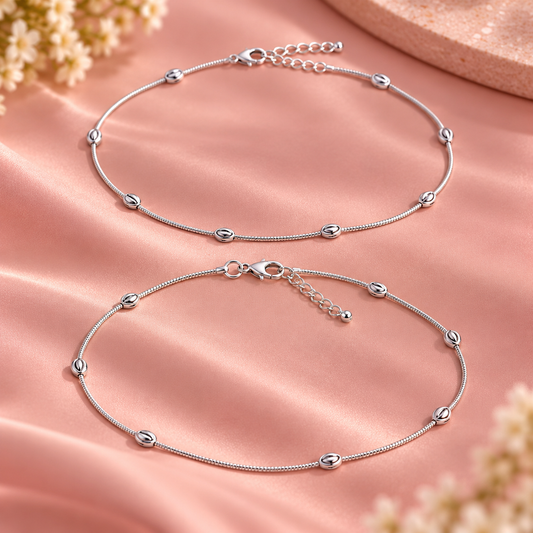 Taravya Celeste Beaded 925 Silver Anklet Taravya