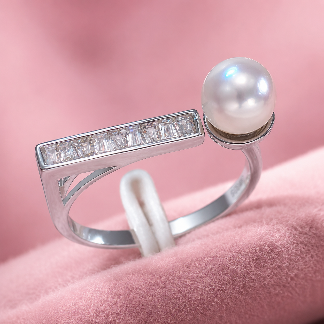 Pearl Elegance 925 Sterling Silver Adjustable Ring