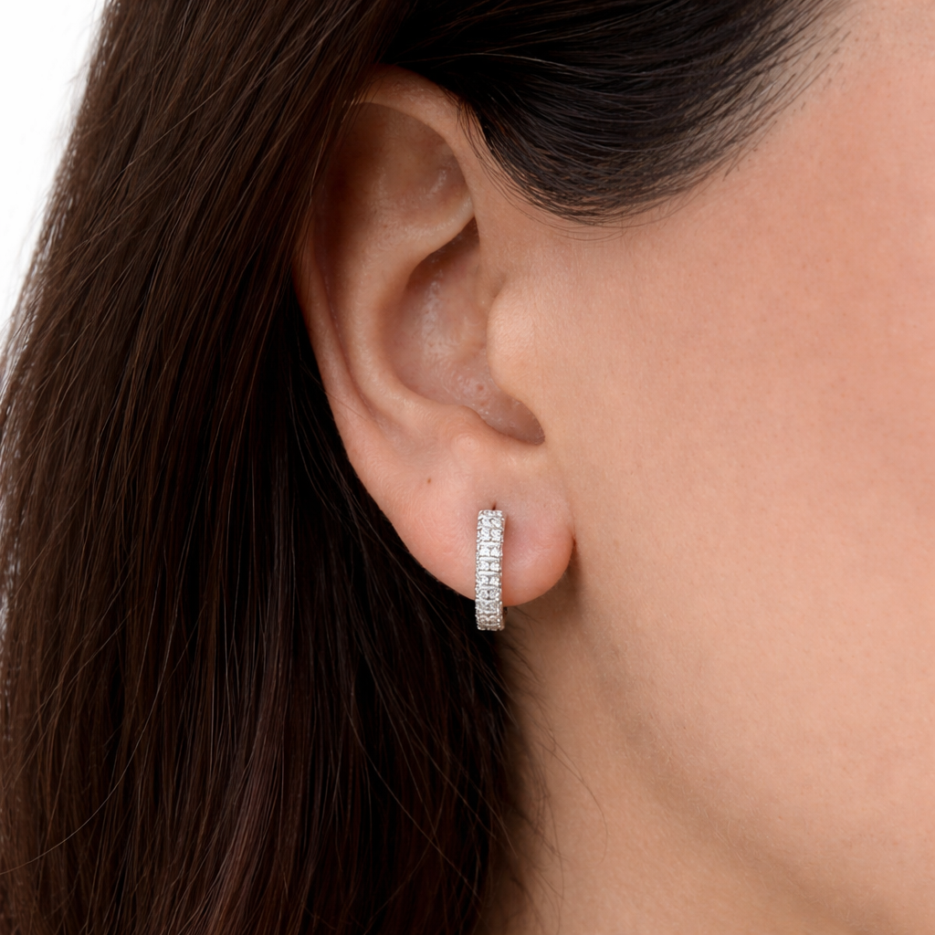 Sparkling Zircon Hoop Earrings Pure 925 Silver