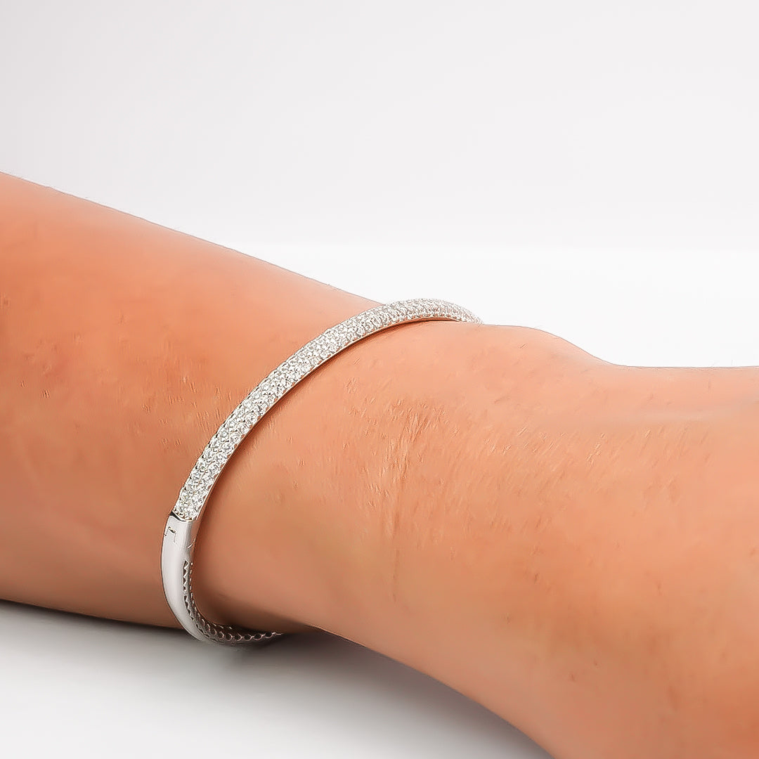 Silver Dainty Diamond Cut Bracelet